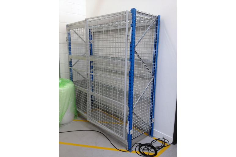 Security mesh longspan shelving & racking with lockable doors MeshSTOR